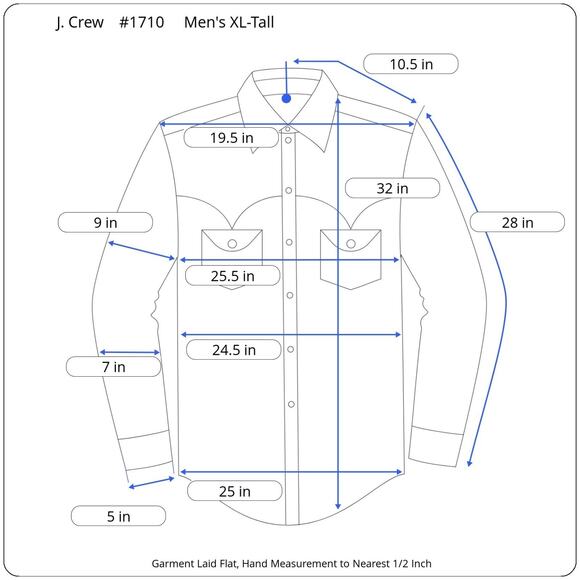 J.Crew Pima Cotton Oxford Shirt Men’s XL Tall Classic Fit Gray Navy Grid Check - Picture 12 of 12